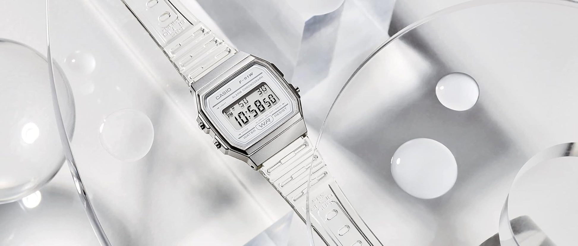 F-91WS-7CF White Translucent Digital Watch