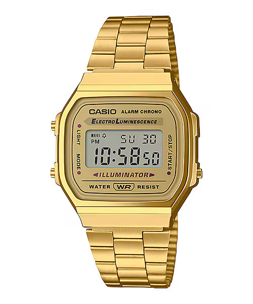 Casio Vintage Digital Unisex Gold-tone Stainless Steel Bracelet Watch 39mm