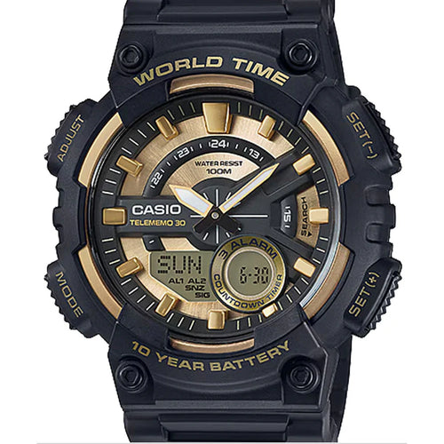 AEQ-110BW-9AVCF Analog-Digital Black and Gold Watch