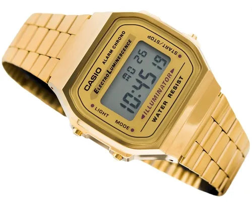 Casio Vintage Digital Unisex Gold-tone Stainless Steel Bracelet Watch 39mm