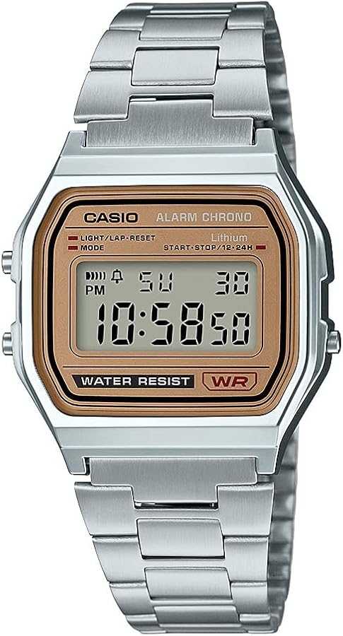 Unisex Silver Digital Vintage Casio A158WA 33mm