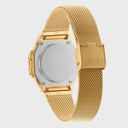 Casio Vintage Unisex Digital Watch - Gold tone Stainless Steel Mesh Band