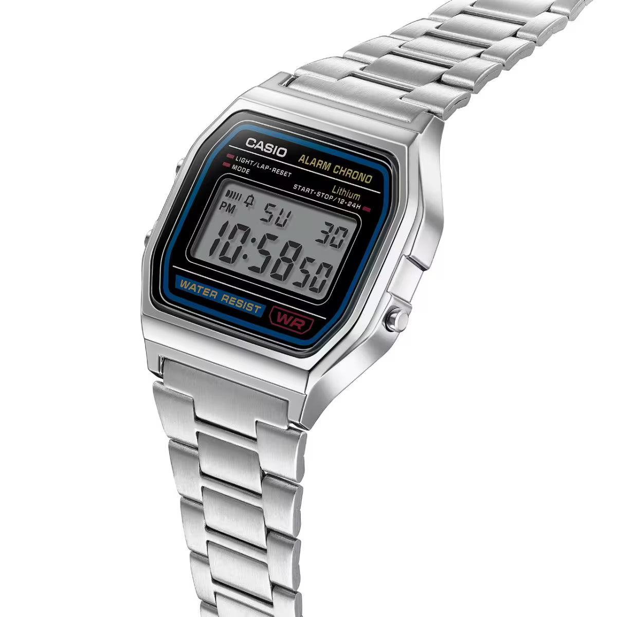 A158WA-1CR  Vintage Silver Stainless Steel Metal Watch