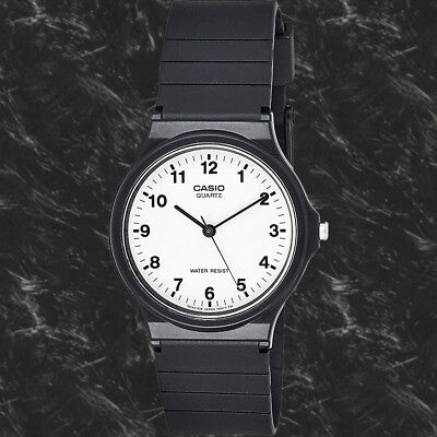 MQ-24-7B Black and White Unisex Analog Simple Watch